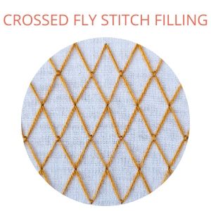 Crossed fly stitch filling hand embroidery
