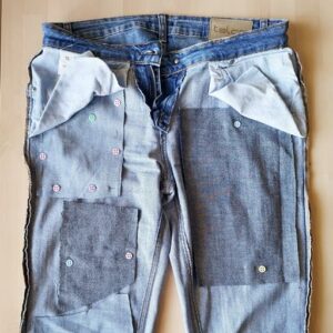 Pin the patches to jeans