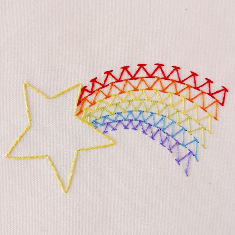 Chevron stitch video tutorial 2 Rainbow comet embroidery pattern