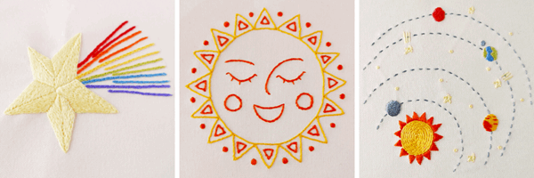 Sun, Moon, and the Stars - Colorful hand embroidery patterns for beginners 2 Colorful hand embroidery patterns for beginners