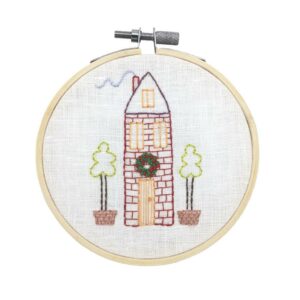 Christmas house with a wreatch hoop art